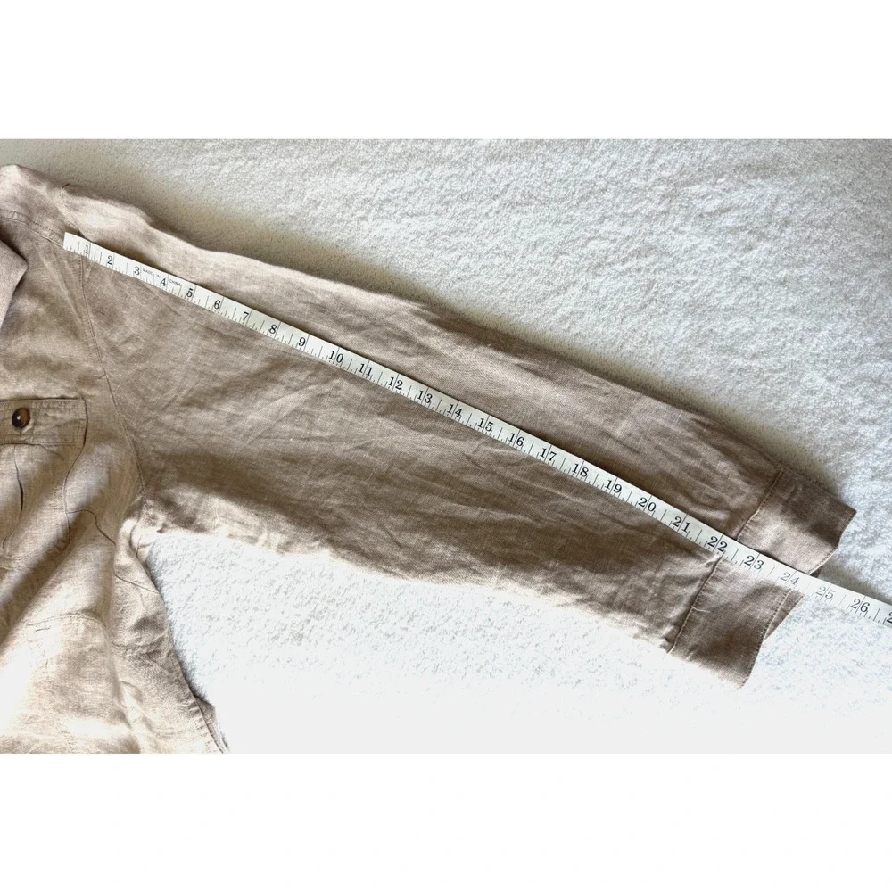 J. Jill love Linen Women's Beige Tan Lightweight Pockets Shacket Jacket Size-2X